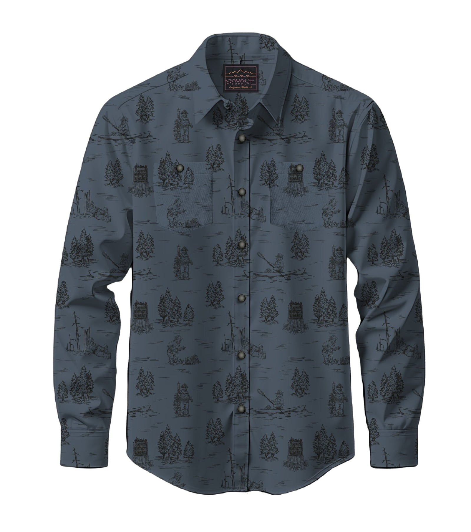 Savage M LS Smokey's Day Off, chemise à boutons, marine.