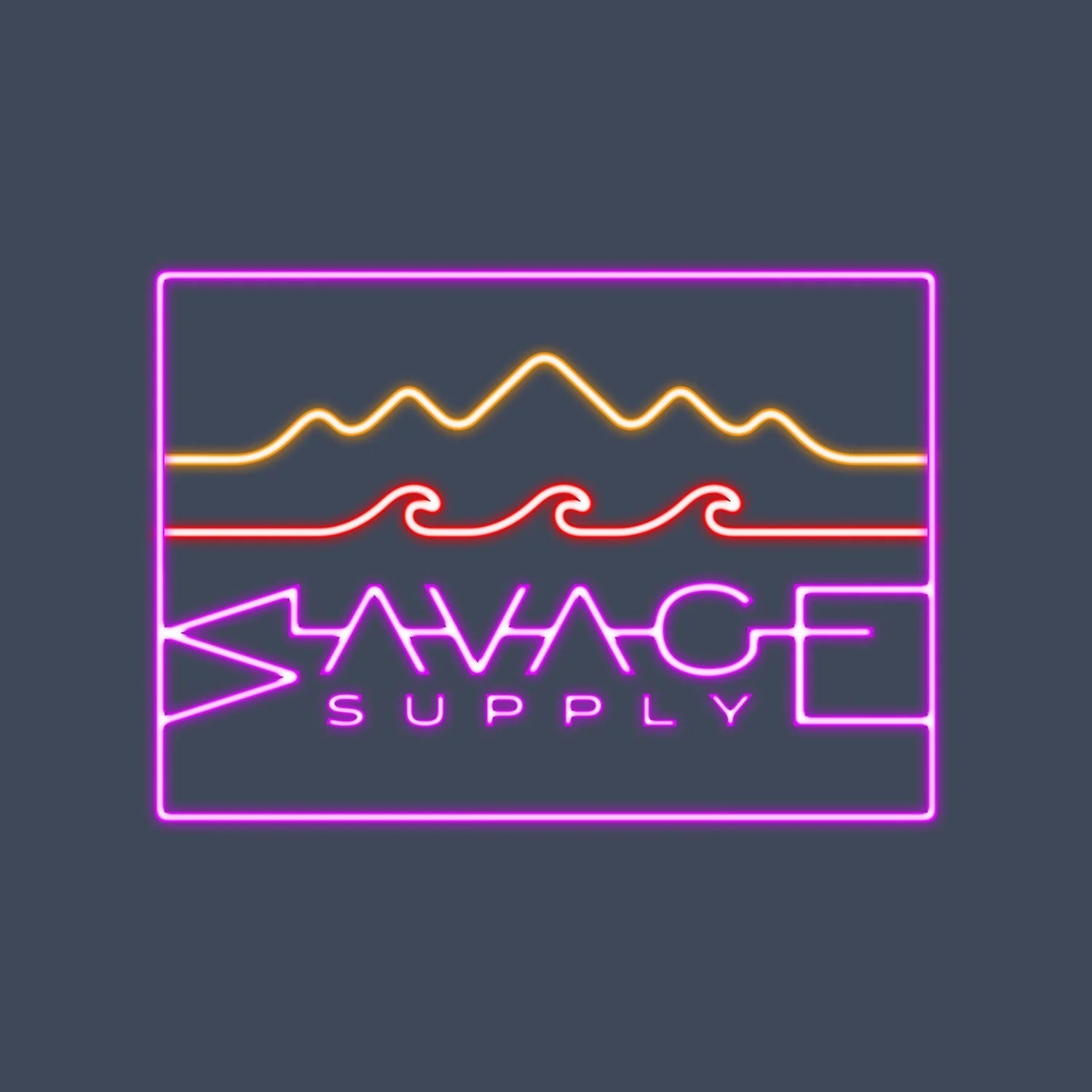 Savage Supply M SS Neon Logo Tee LIGHT NAVY