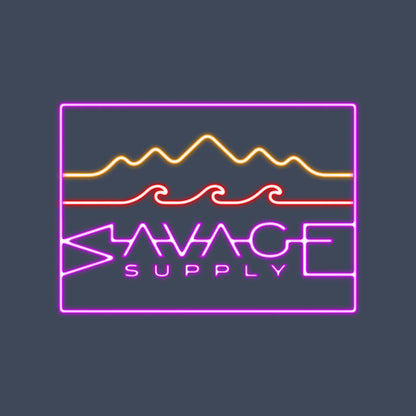 Savage Supply M SS Neon Logo Tee LIGHT NAVY