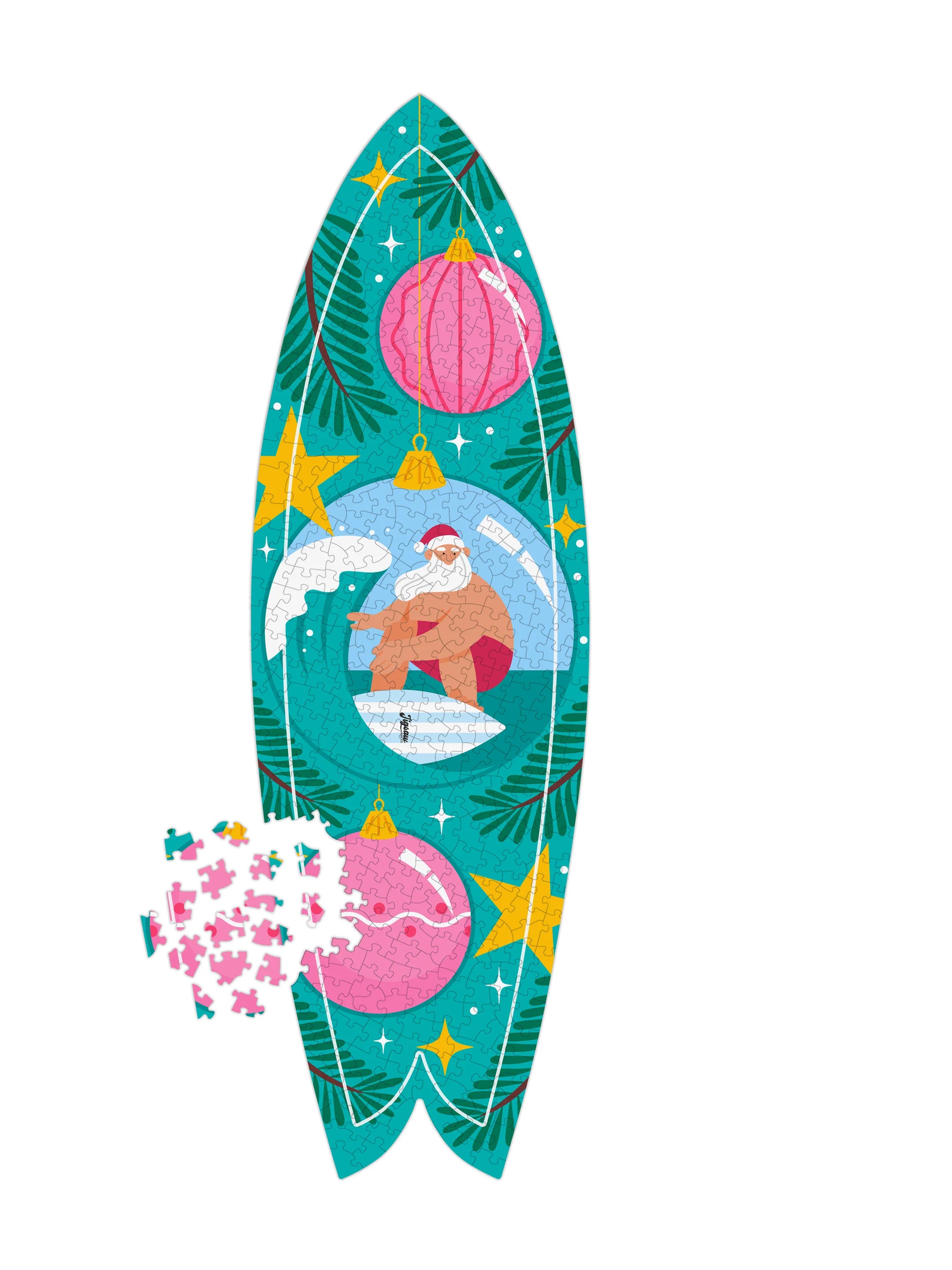 Jigsaw Surf Co. Puzzle SURFING SANTA
