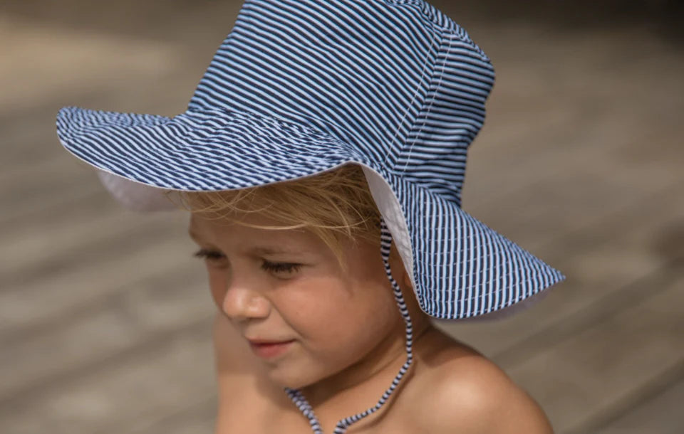 Snapperrock Kids Bucket Hat NAVY/WHITE STRIPE