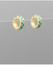 Golden Stella Checker Huggie Hoops GREEN/GOLD