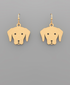 Golden Stella Scratched Dog Face Earrings GOLD