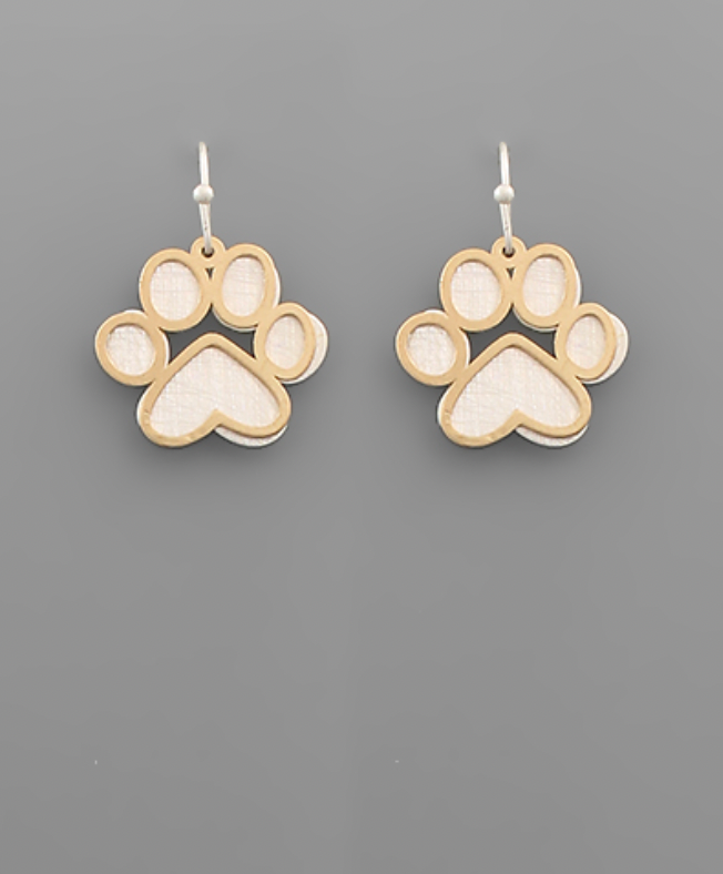 Golden Stella Scratched Paw Print Earrings SILVER/GOLD