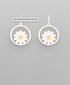 Golden Stella Scratched Flower Circle Earrings SILVER