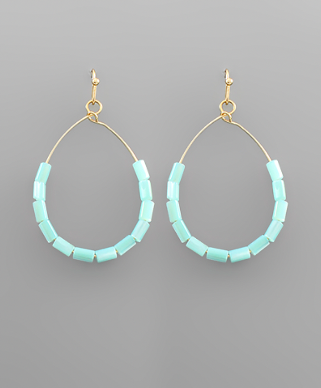 Golden Stella Shell Bead Teardrop Earrings TURQUOISE/GOLD