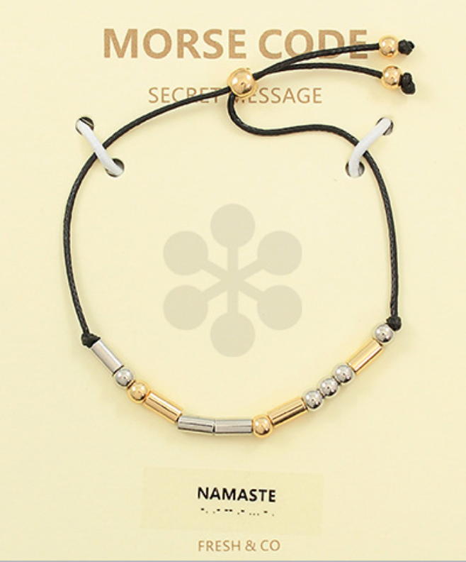 Golden Stella Morse Code Bracelet NAMASTE