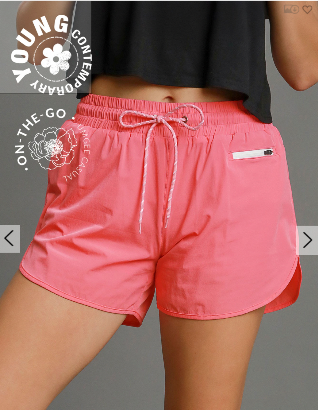 Umgee W Nylon Daily Shorts CORAL PINK