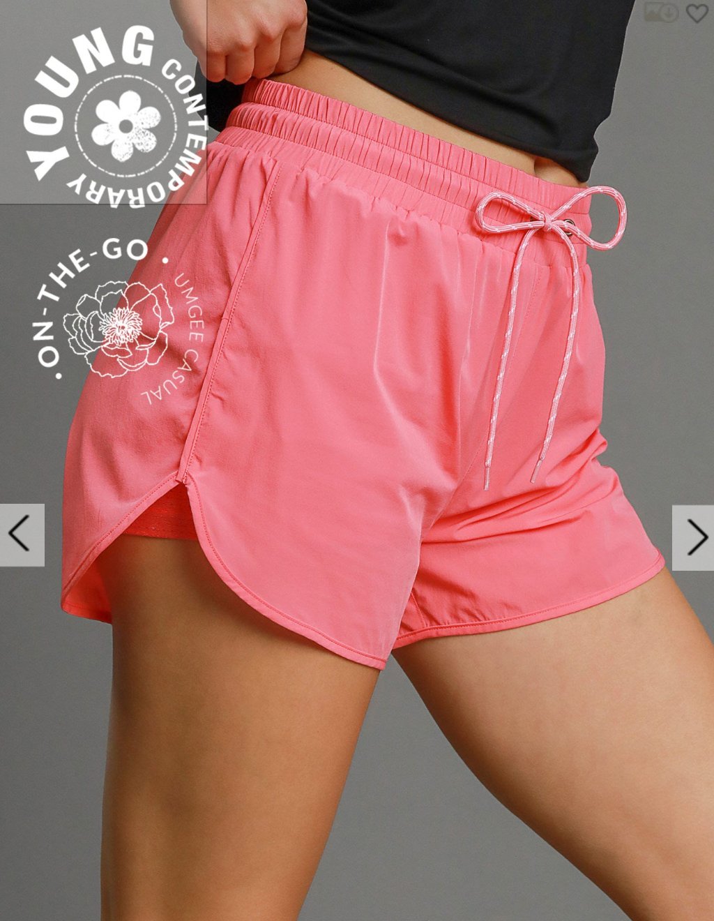 Umgee W Nylon Daily Shorts CORAL PINK