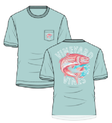 Vineyard Vines M SS Painted Redfish Tee AQUA HAZE