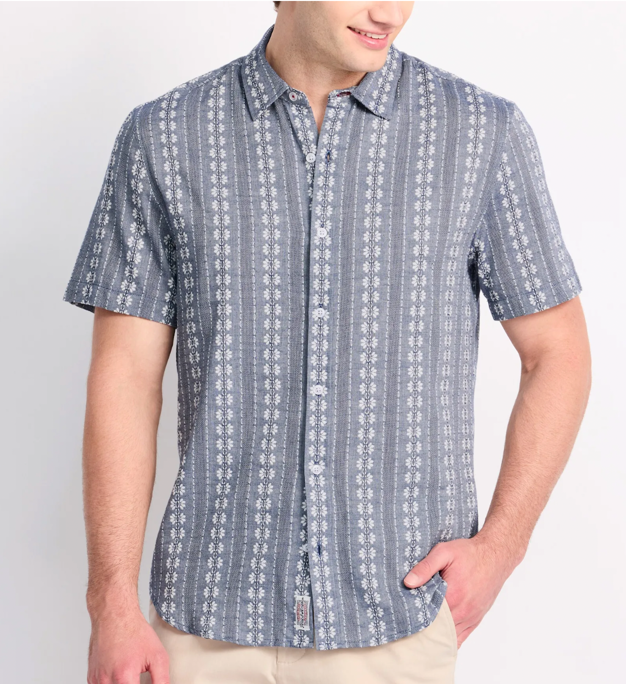 Flag & Anthem M SS Crawford Stripe Shirt NAVY COMBO