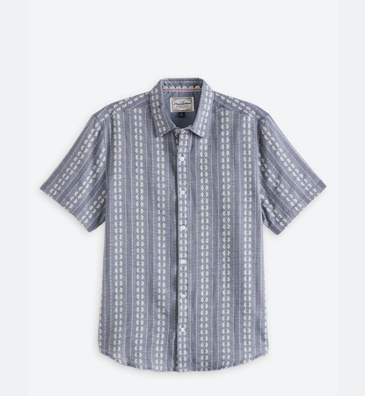 Flag & Anthem M SS Crawford Stripe Shirt NAVY COMBO