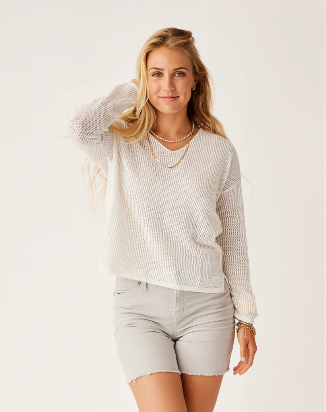 Carve Designs W Zella Mesh Pullover CLOUD