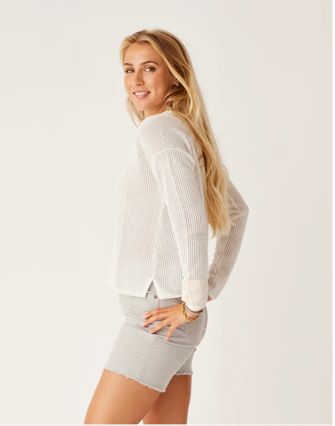 Carve Designs W Zella Mesh Pullover CLOUD