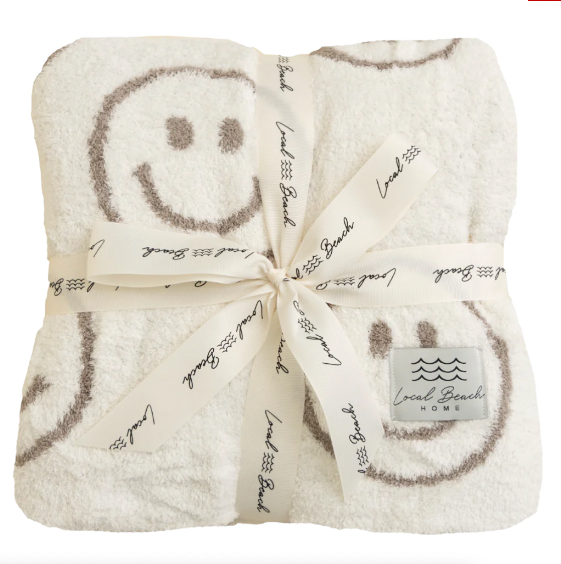 Local Beach Smiley Luxe Blanket BLUE/CREAM