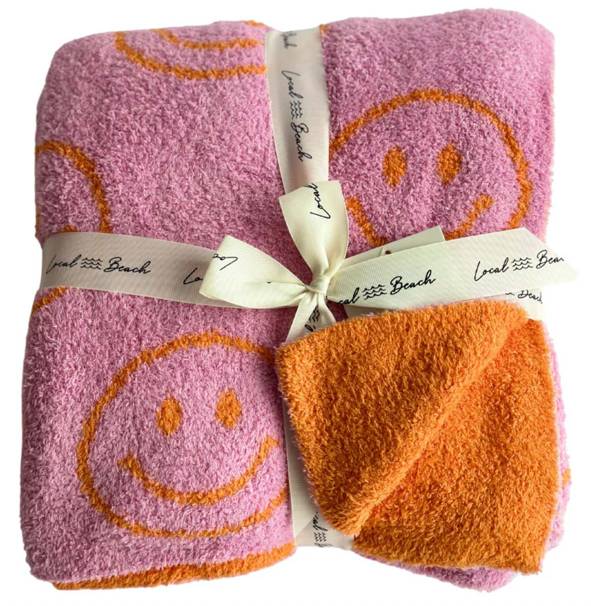 Local Beach Baby Smiley Luxe Blanket PINK/ORANGE