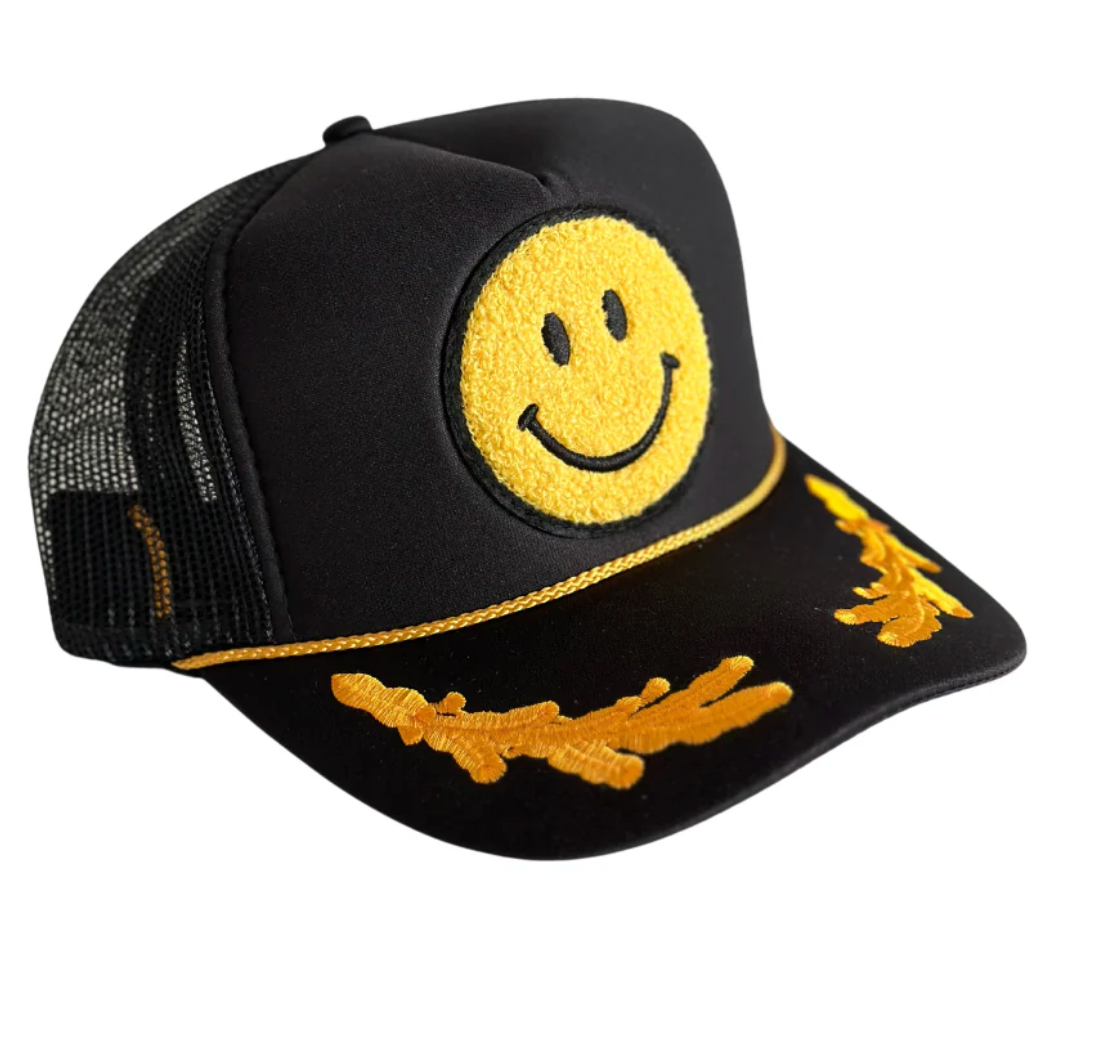 Local Beach Capt'n Simley Patch Trucker BLACK/YELLOW