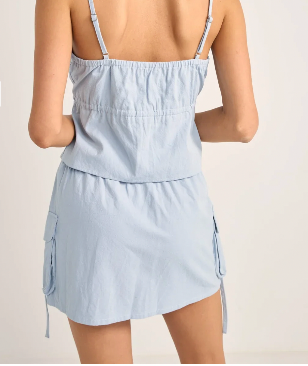 Rhythm W Dolly Ruffle Top DUSTY BLUE