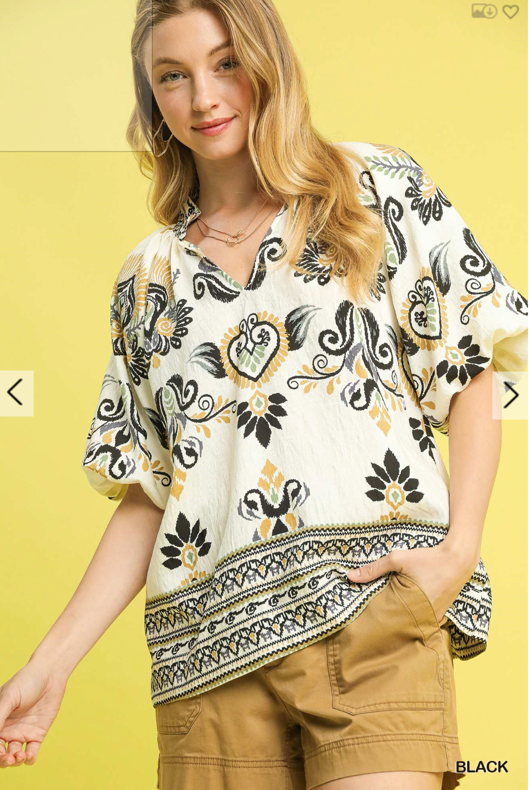 Umgee W Two Tone V-Neck Top LIGHT OLIVE