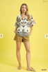 Umgee W Two Tone V-Neck Top LIGHT OLIVE
