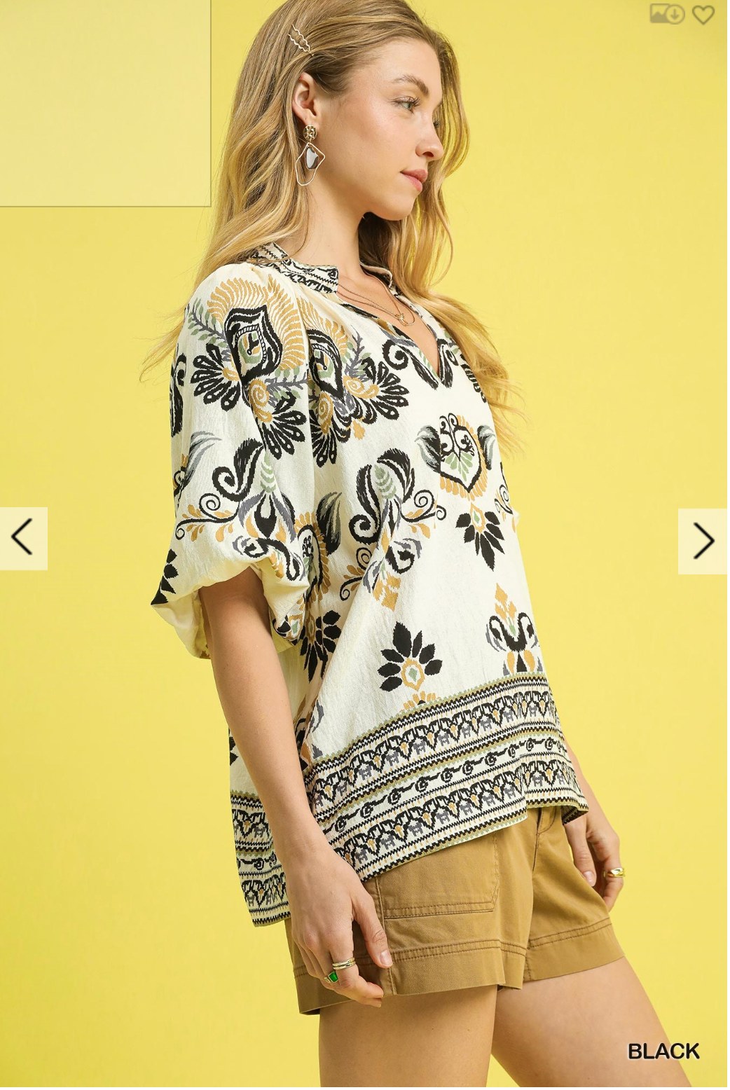 Umgee W Two Tone V-Neck Top LIGHT OLIVE