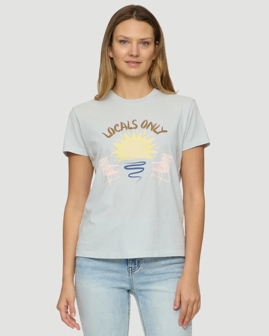 Flag & Anthem W SS Locals Only Tee LIGHT BLUE