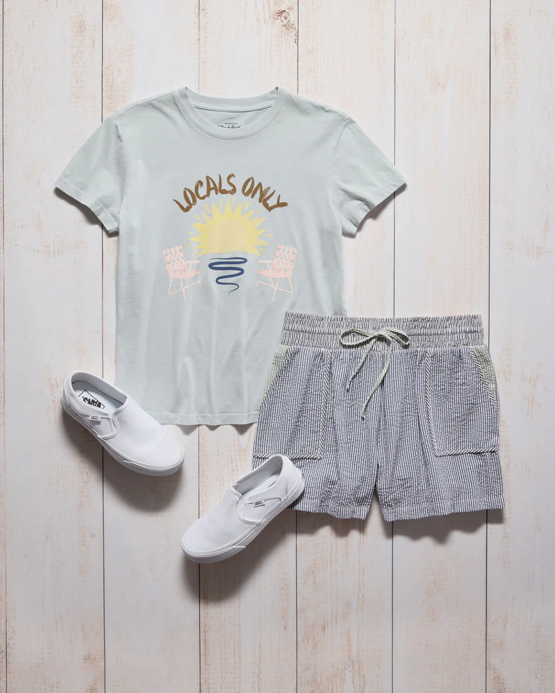 Flag & Anthem W SS Locals Only Tee LIGHT BLUE