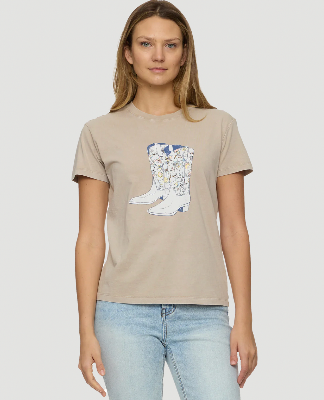 Flag & Anthem W SS Walking Boots Tee TAN