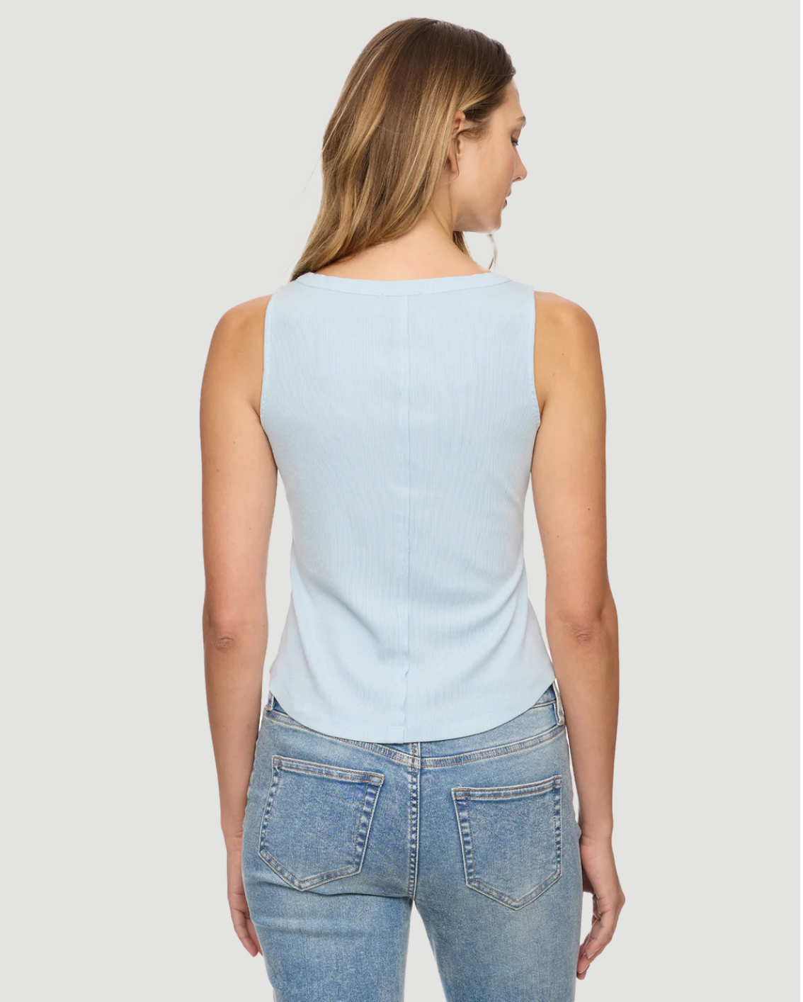 Flag & Anthem W Denning Henley Tank LIGHT BLUE