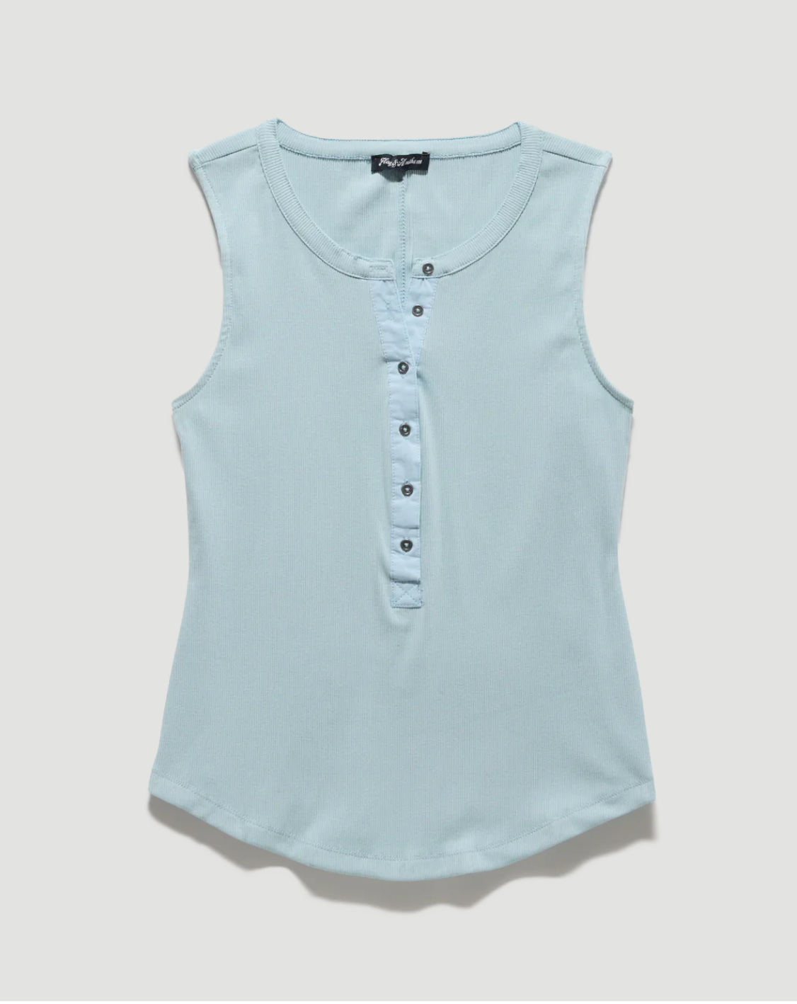 Flag & Anthem W Denning Henley Tank LIGHT BLUE
