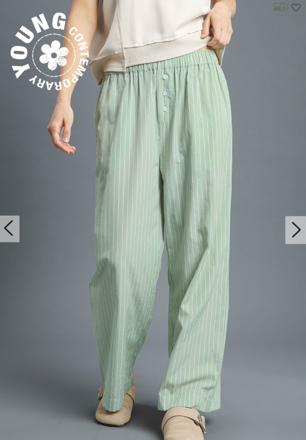 Umgee W Striped Wide Leg Pant SAGE