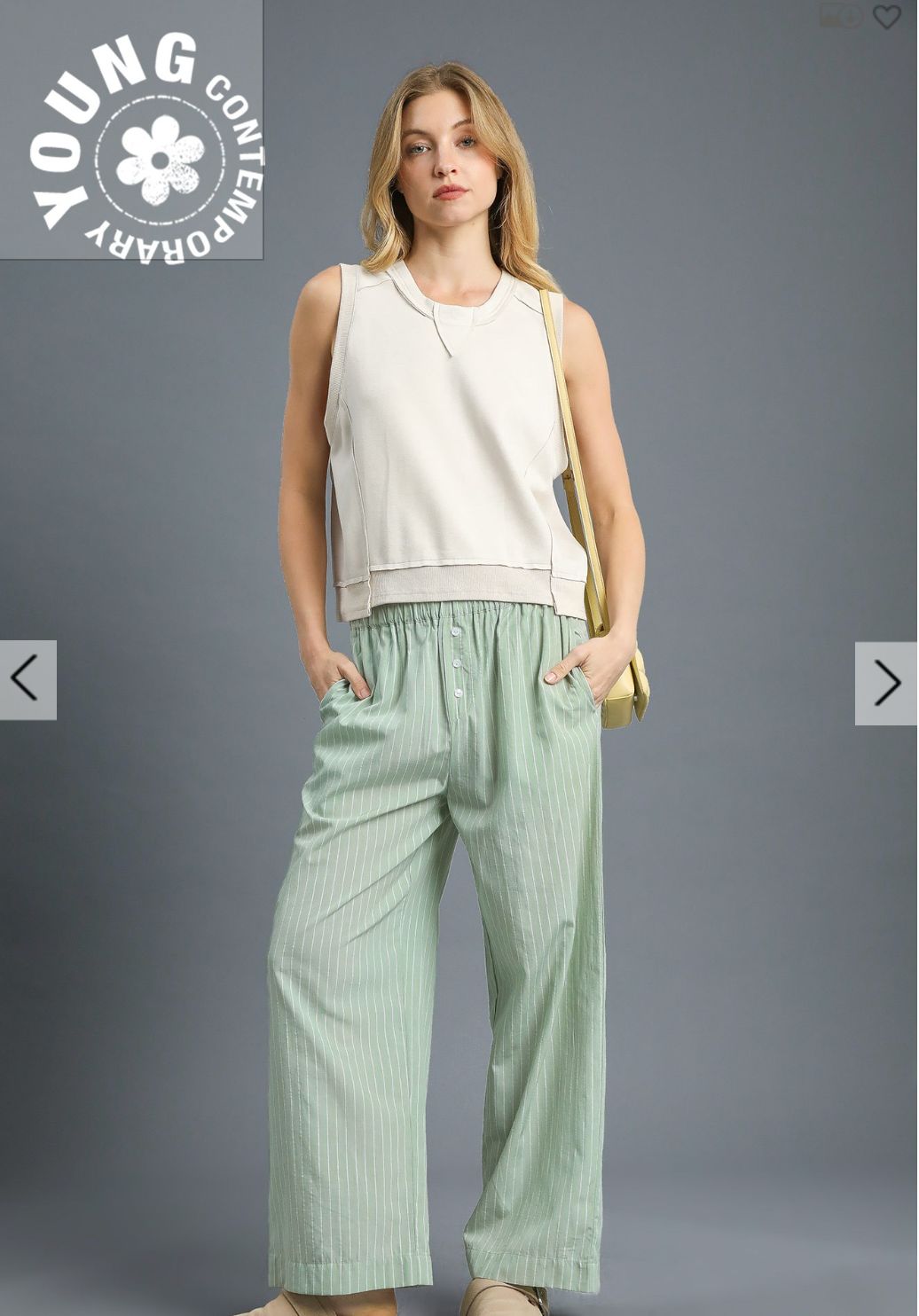 Umgee W Striped Wide Leg Pant SAGE
