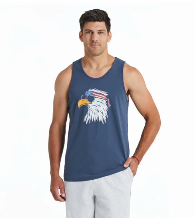 Life is Good M Crusher Lite Tank Patriotic Eagle DARKEST BLUE