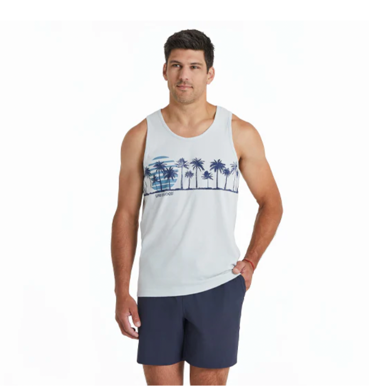 Life is Good M Crusher Lite Tank Retro Sun Palm FOG GRAY