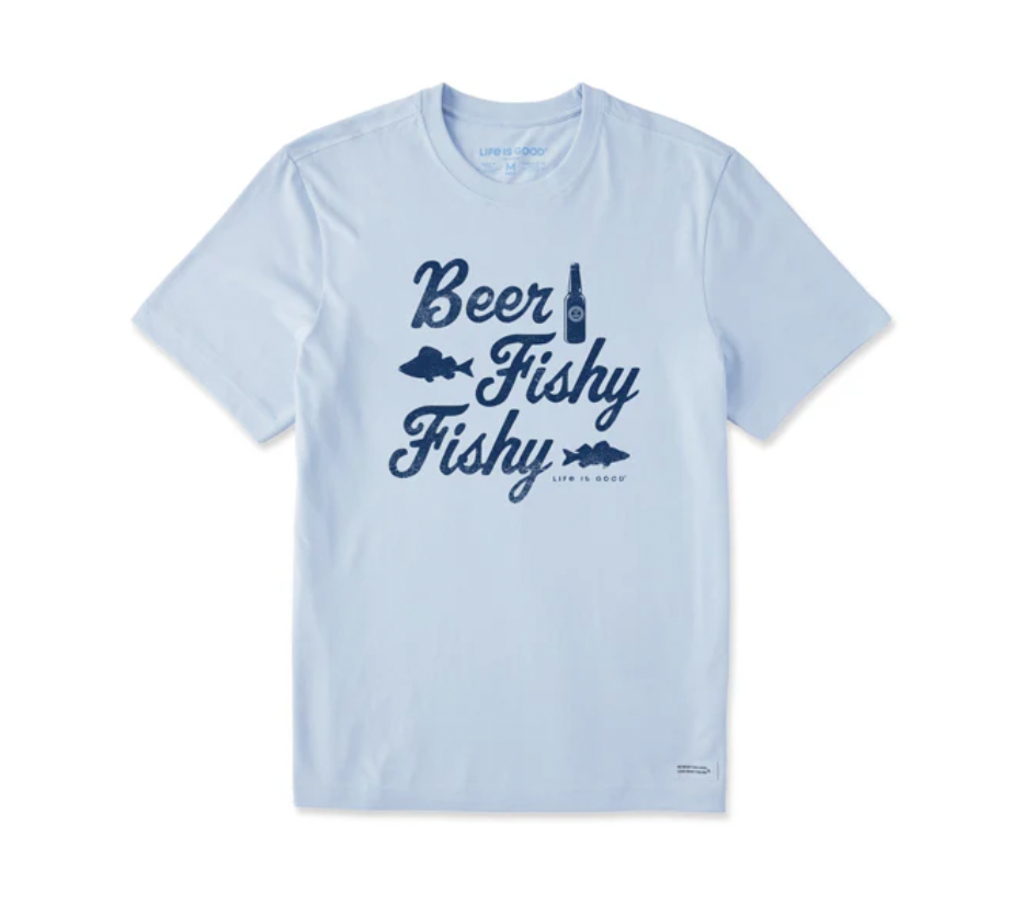 Life is Good M SS Crusher Beer Fishy Fishy Tee GLACIER BLUE