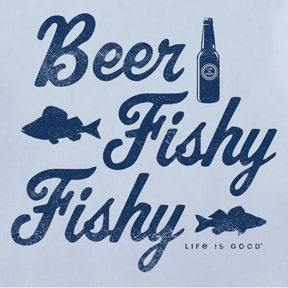 Life is Good M SS Crusher Beer Fishy Fishy Tee GLACIER BLUE