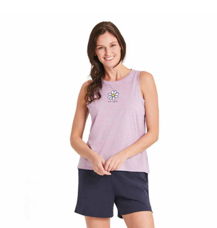 Life is Good  W Sun Crusher Tank Daisy Heart VIOLET PURPLE