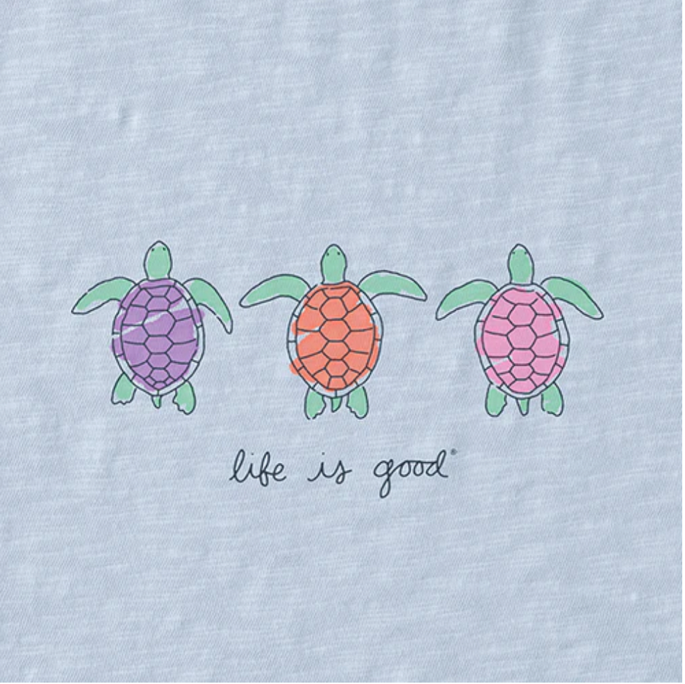 Life is Good W Textured Slub Tank Three Turtles GLACIER BLUE