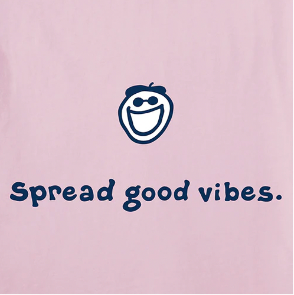 Life is Good W SS Crusher Jake Spread Good Vibes Tee SEASHELL PINK