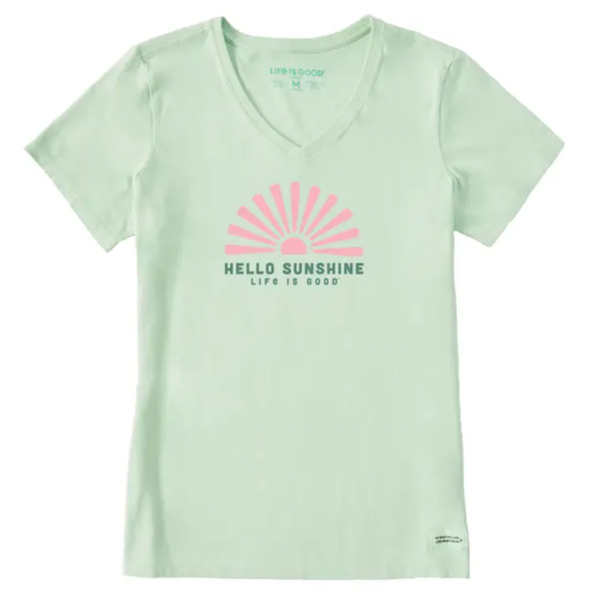 Life is Good W SS Crusher Hello Sunshine Sun Vee SAGE GREEN