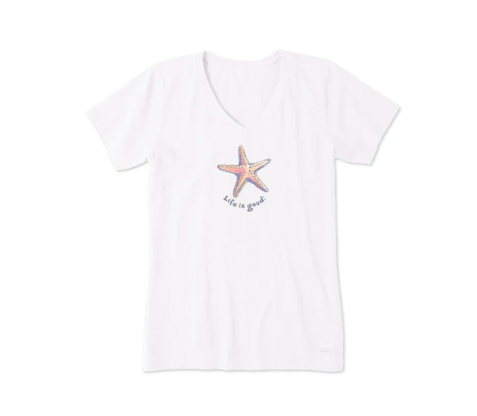 Life is Good W SS Crusher Vee Pencily Starfish CLOUD WHITE