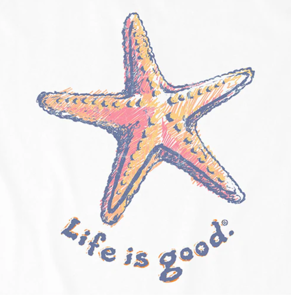 Life is Good W SS Crusher Vee Pencily Starfish CLOUD WHITE