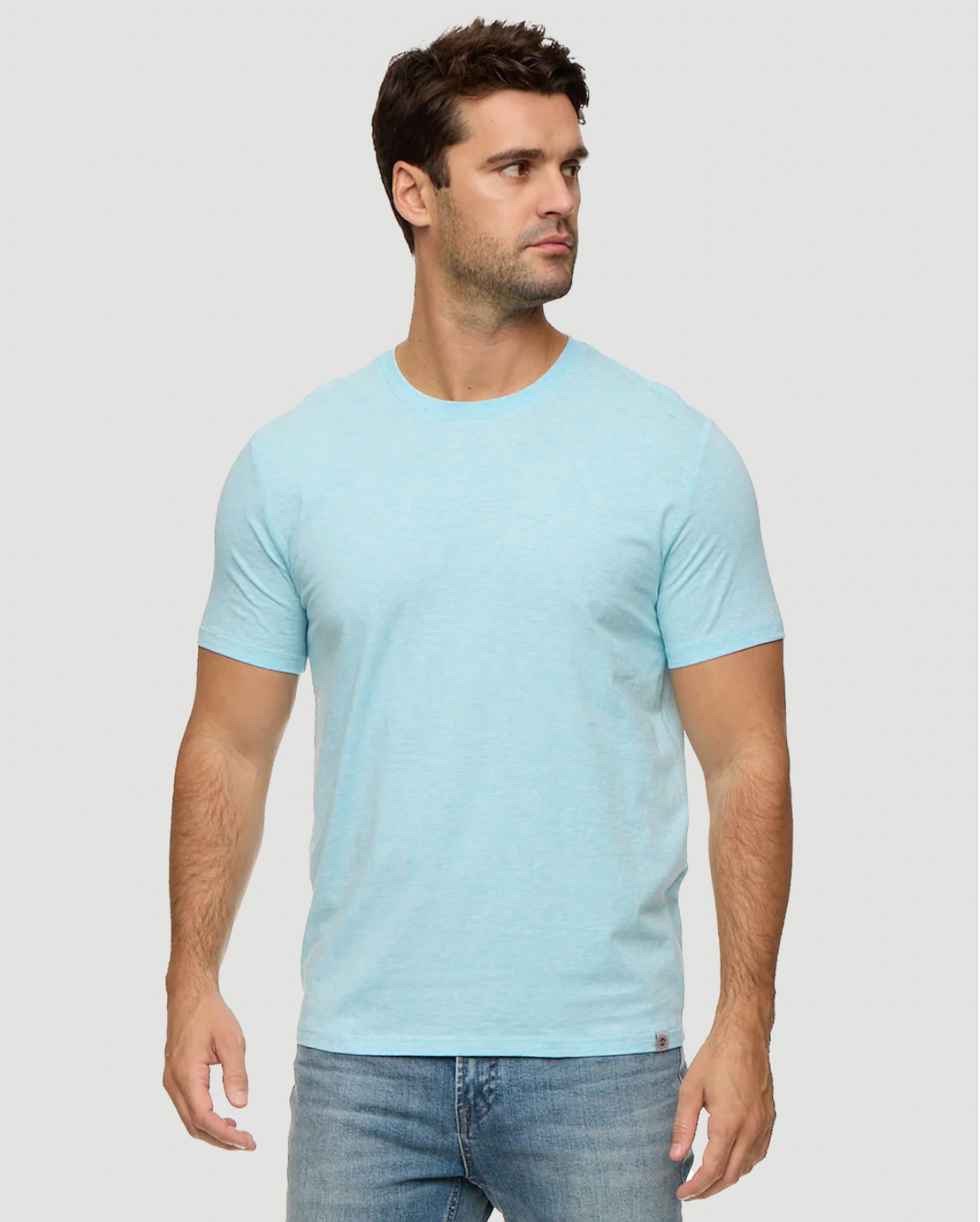 Flag & Anthem M SS Essential Crew Tee AQUA HEATHER