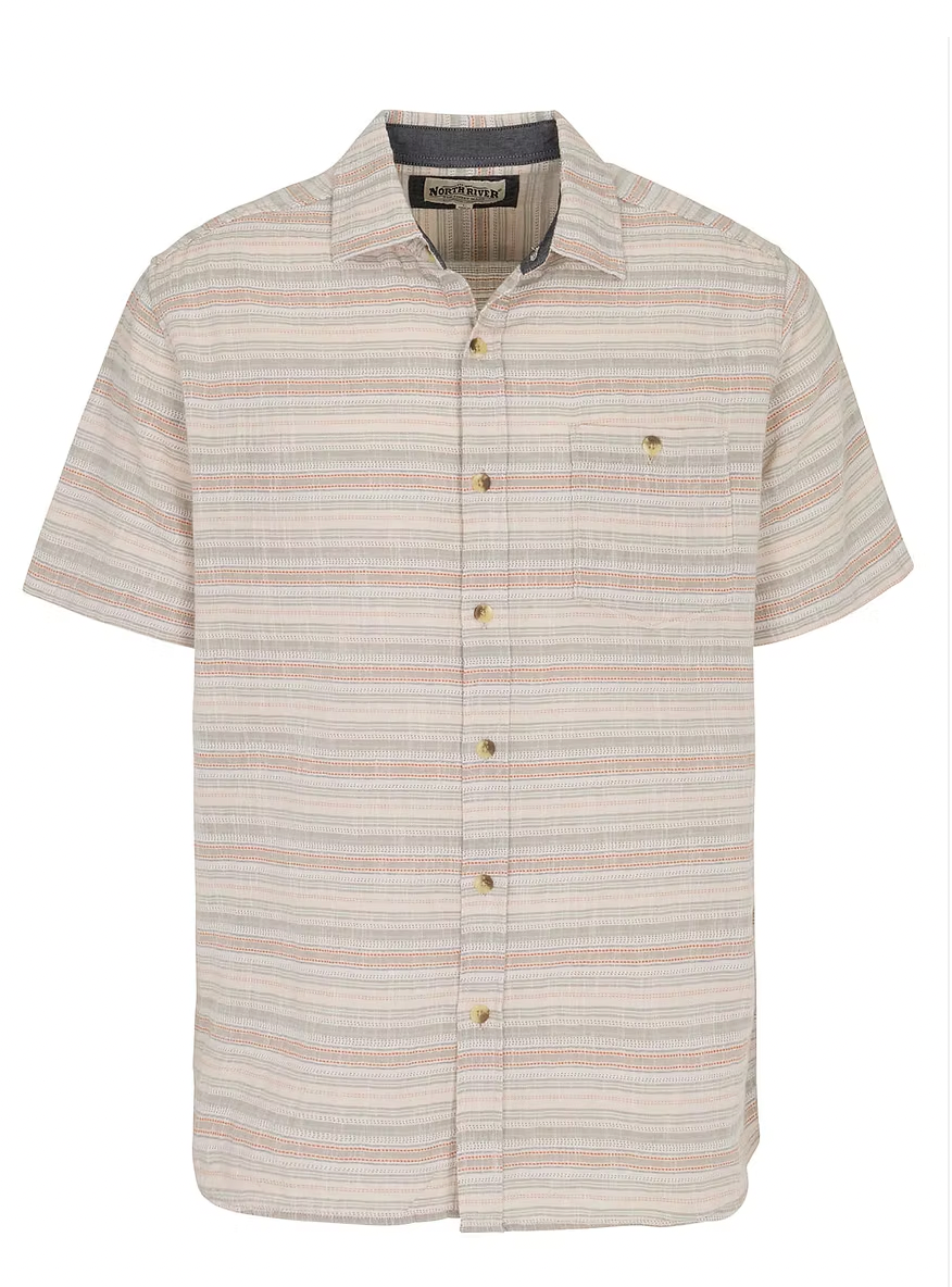 North River M SS Dobby Woven Shirt SEA SPRAY