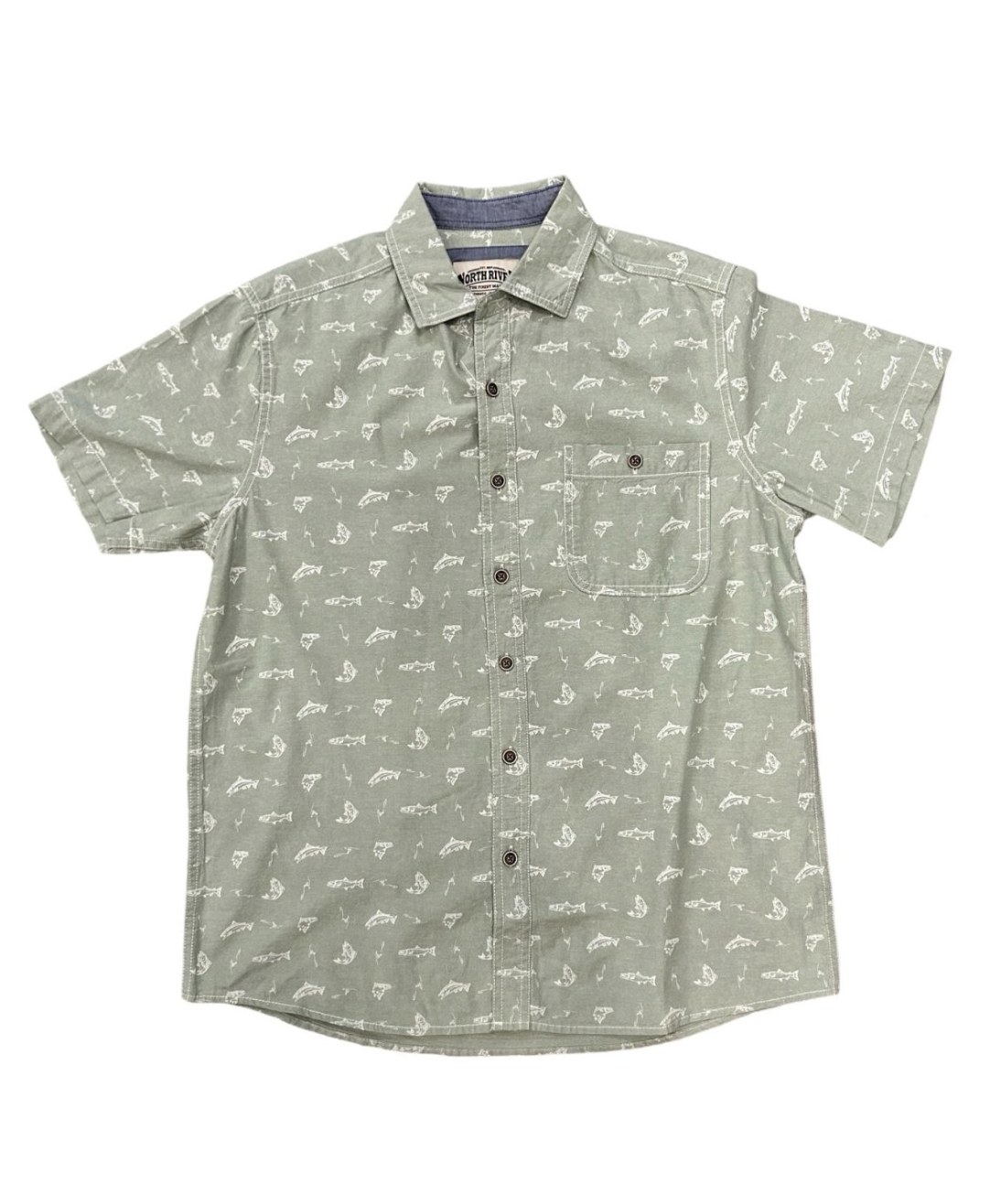North River M SS Chambray Shirt BASIL