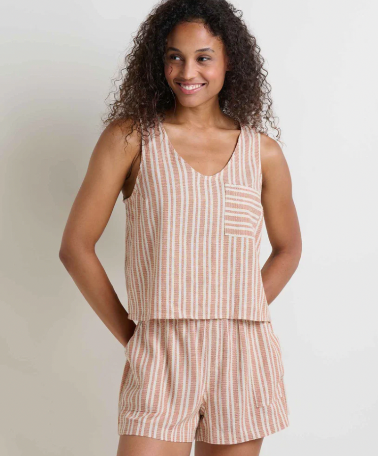 Toad & Co Taj Hemp Button Back Tank SALT DOBBY