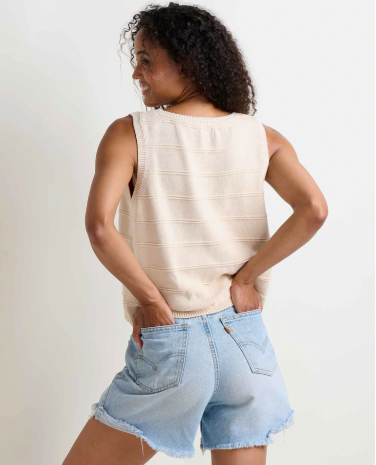 Toad & Co W Bianca Crew Tank NATURAL EMBROIDERY