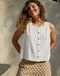 Toad & Co W Manzanita Button Front Tank EGRET