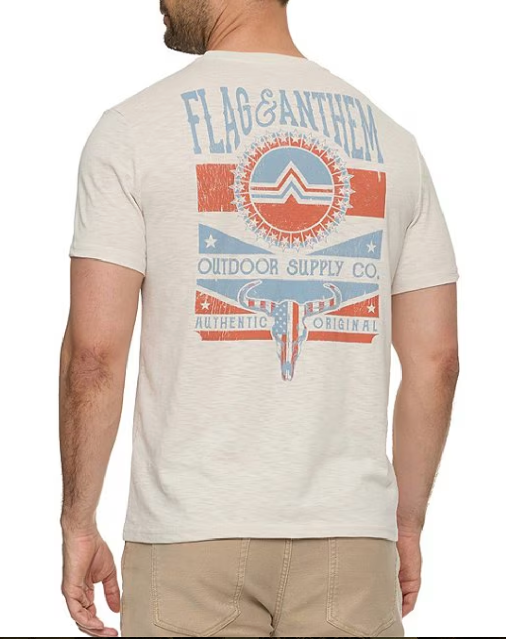 Flag & Anthem M SS Americana Bull Skull Tee VINTAGE WHITE