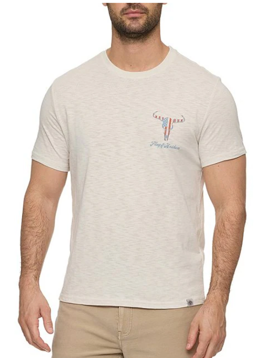 Flag & Anthem M SS Americana Bull Skull Tee VINTAGE WHITE